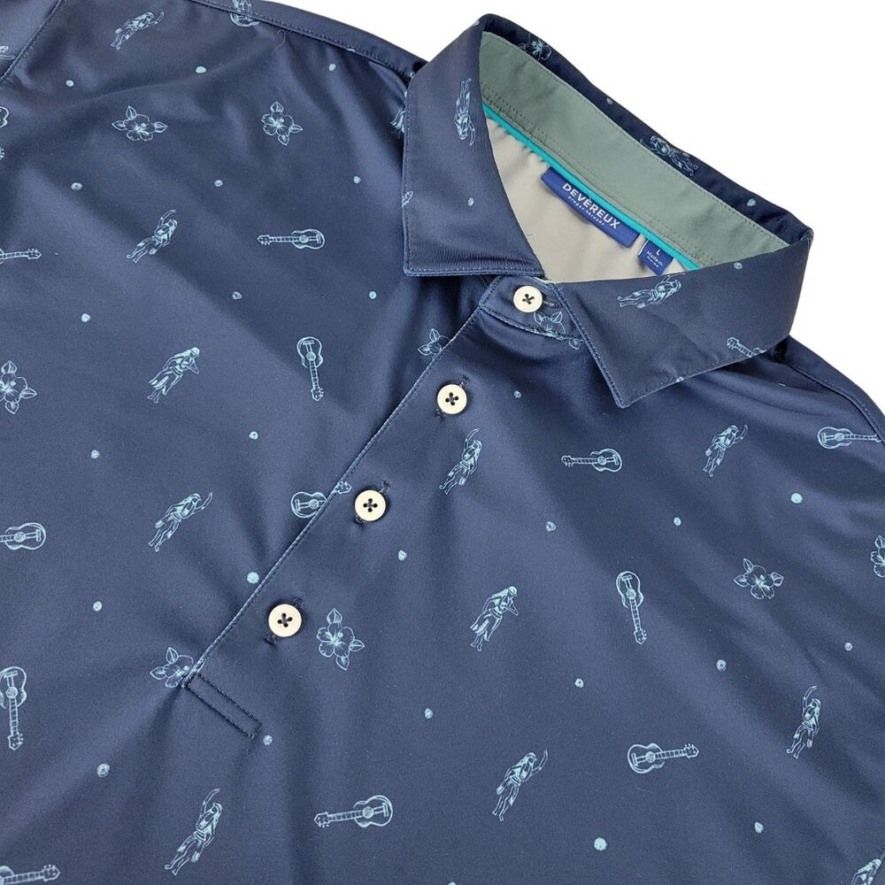 Devereux Golf Polo Shirt Mens Large Hawaiian Hula Girl Aloha DVRX Performance